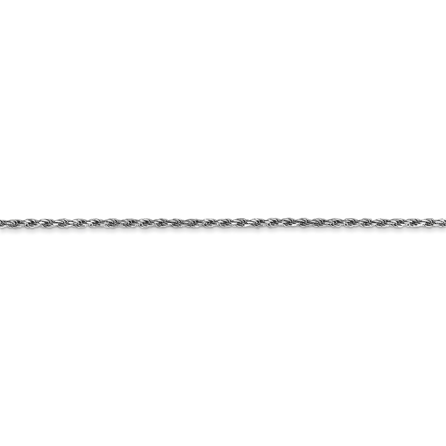 10k White Gold 1.3mm D/C Machine Made Rope Chain