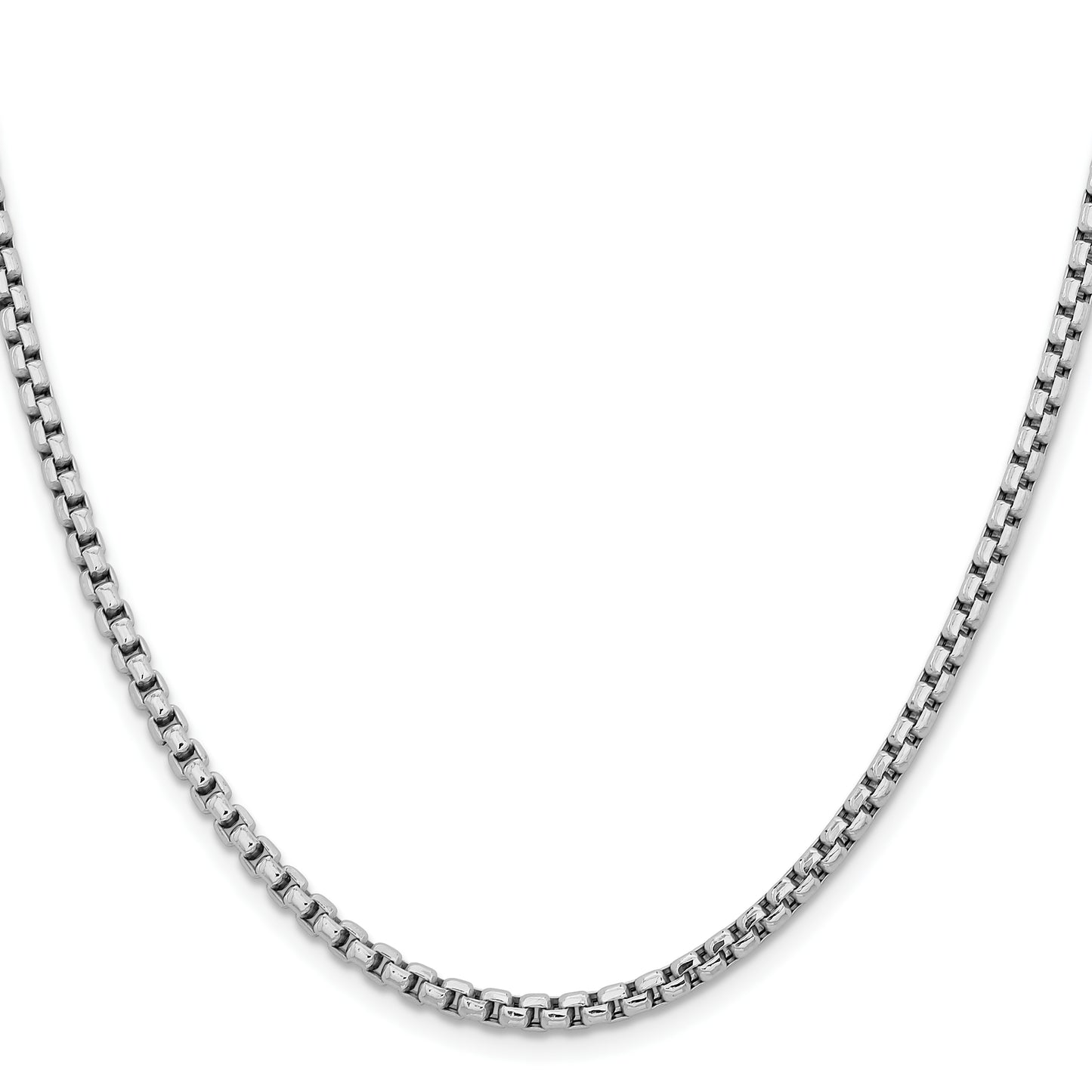 14k WG 3.6mm Semi-Solid Round Box Chain