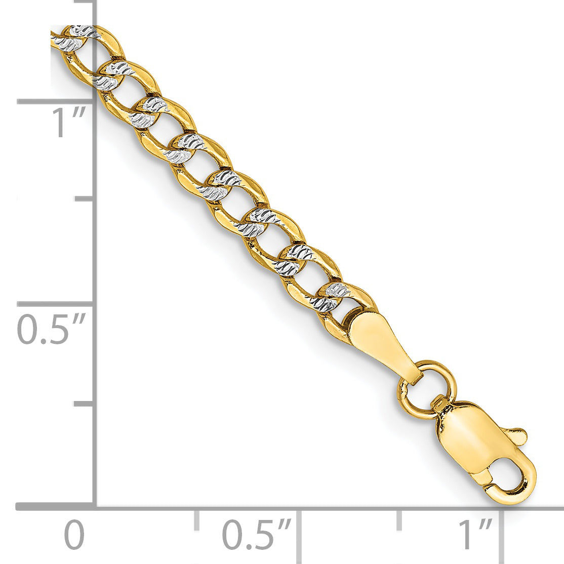 14k 3.4mm Semi-solid with Rhodium Pav? Curb Chain