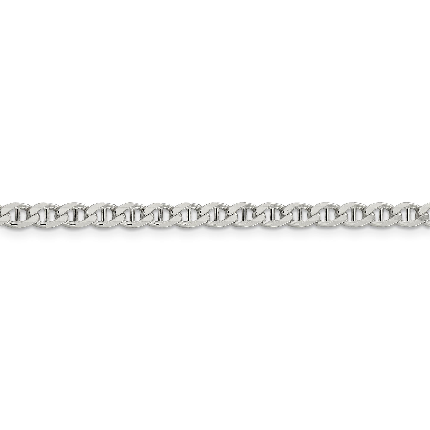Sterling Silver 4.0mm D/C Flat Anchor Curb Chain
