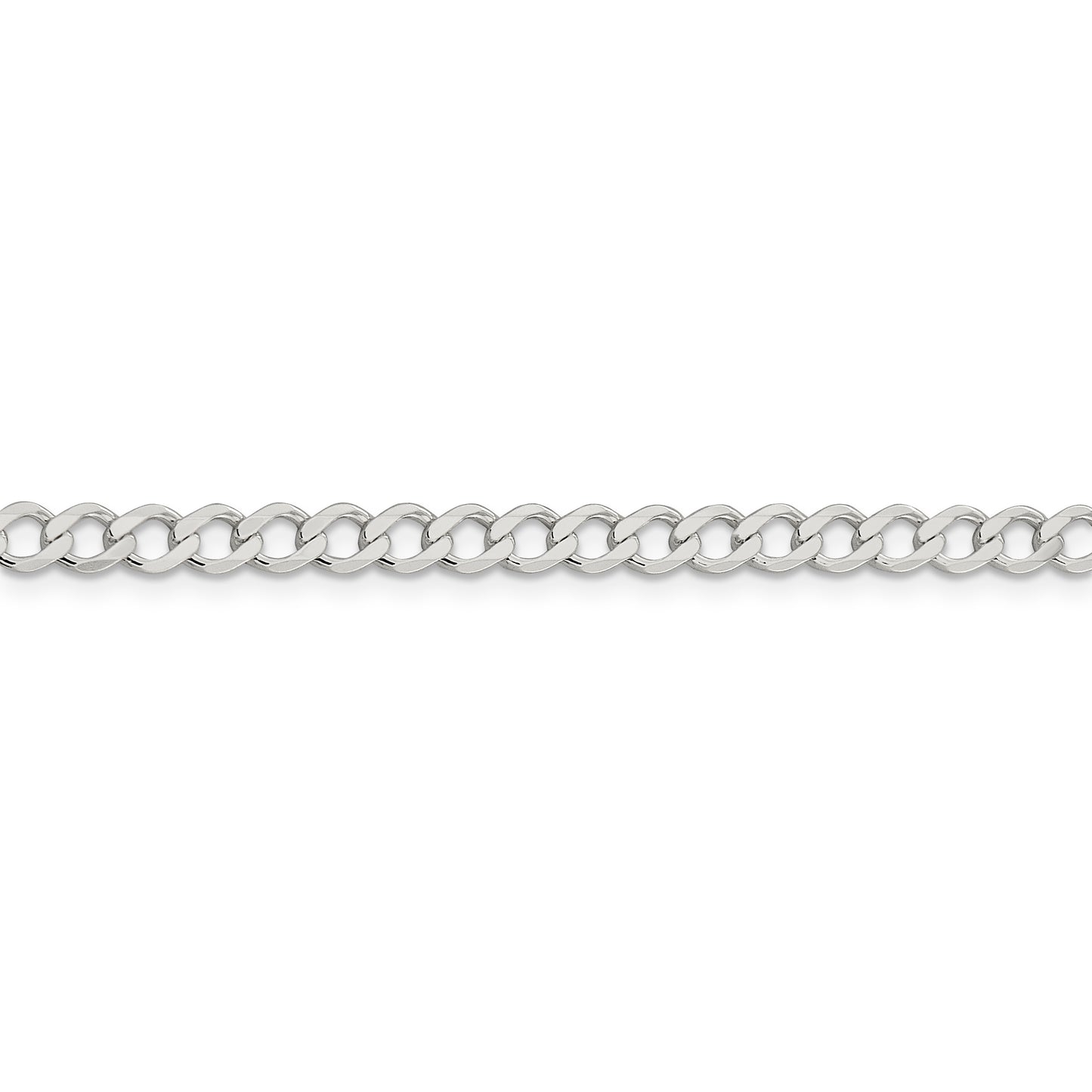 Sterling Silver 4.5mm Semi-solid Flat Curb Chain