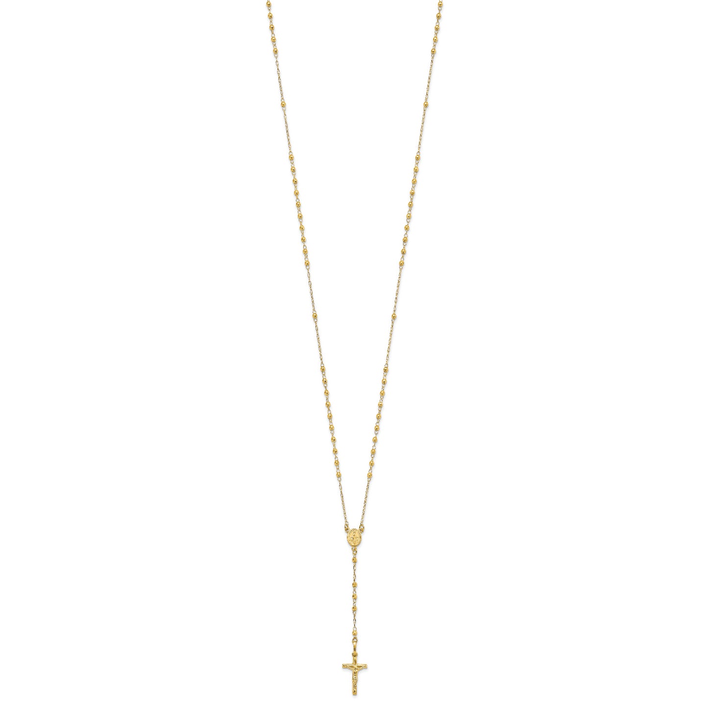 14K Polished Faceted Beads Rosary Necklace
