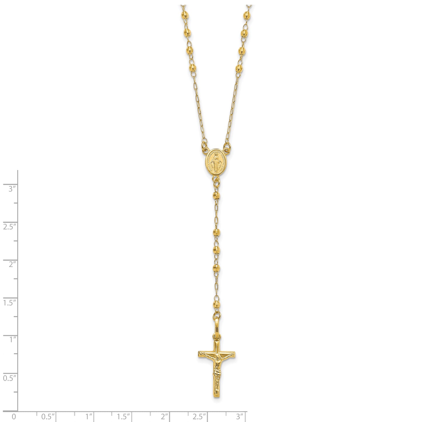 14K Polished Faceted Beads Rosary Necklace