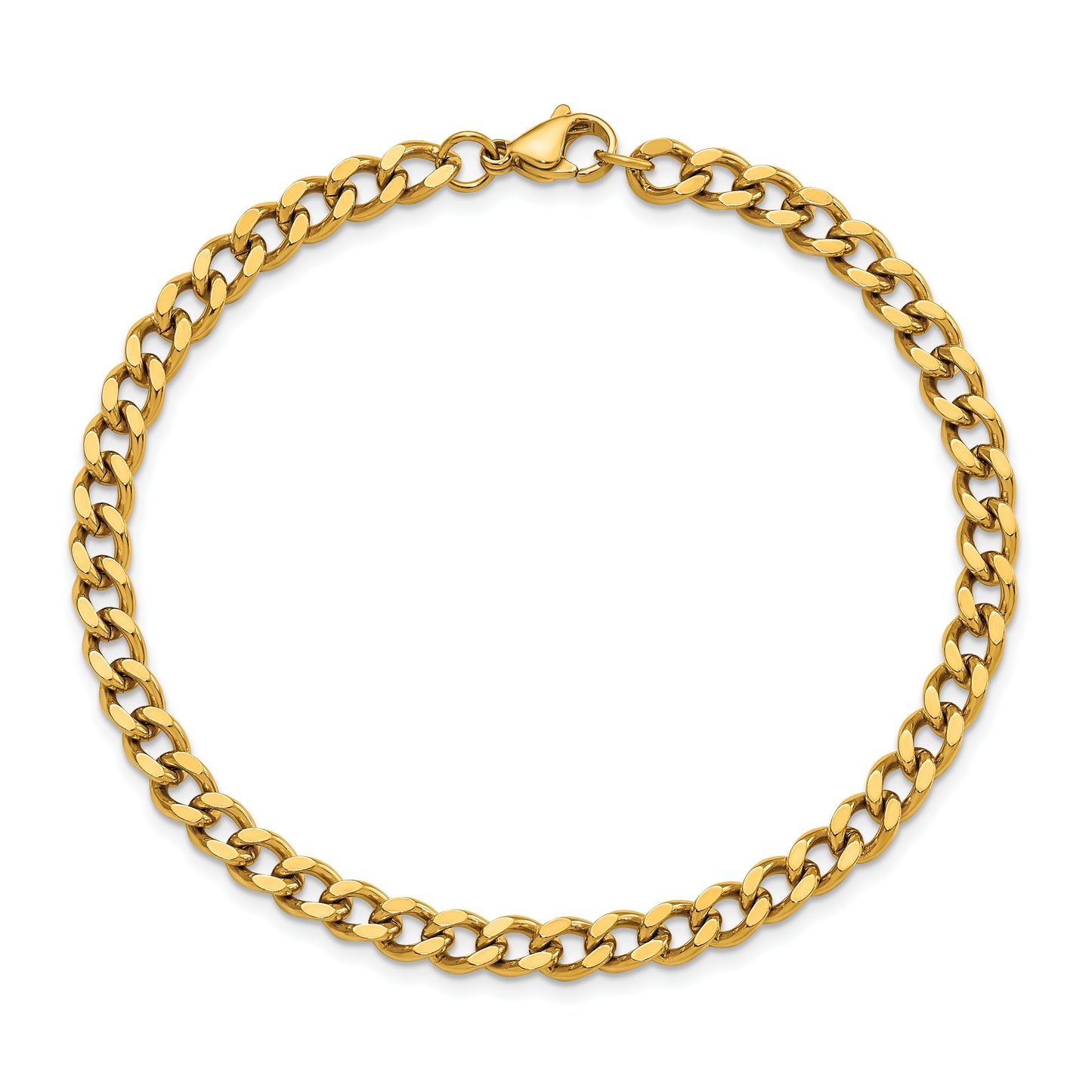 Stainless Steel Polished Yellow IP 8.5in Curb 5mm Chain Bracelet