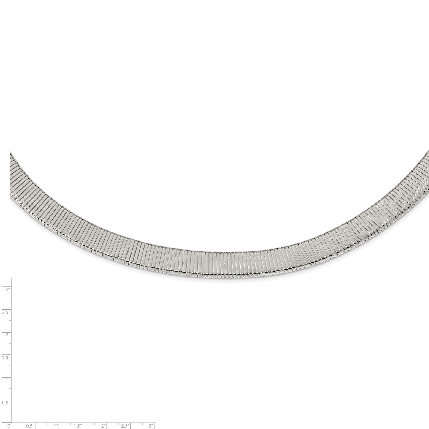 Stainless Steel Polished and Textured 18in Omega Necklace