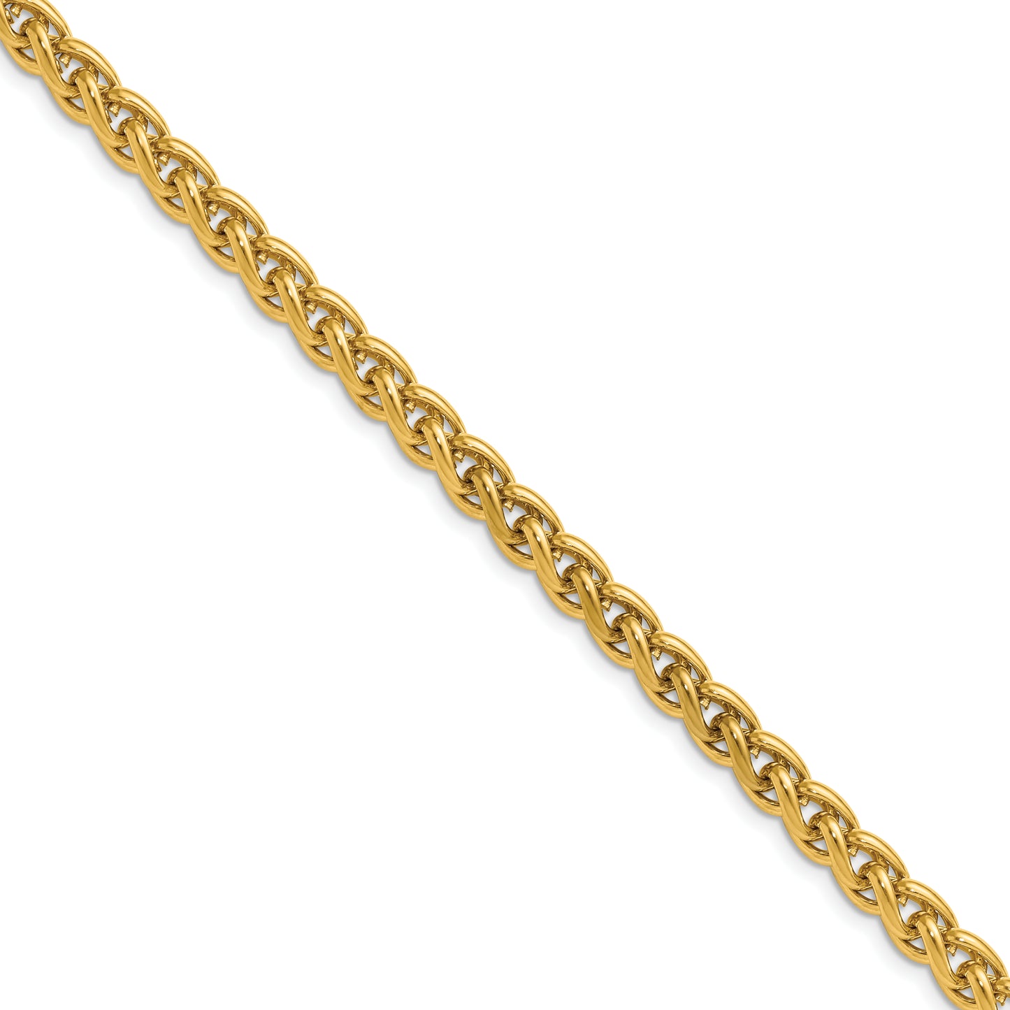 Stainless Steel Polished Yellow IP 24in Spiga 6mm Chain Necklace