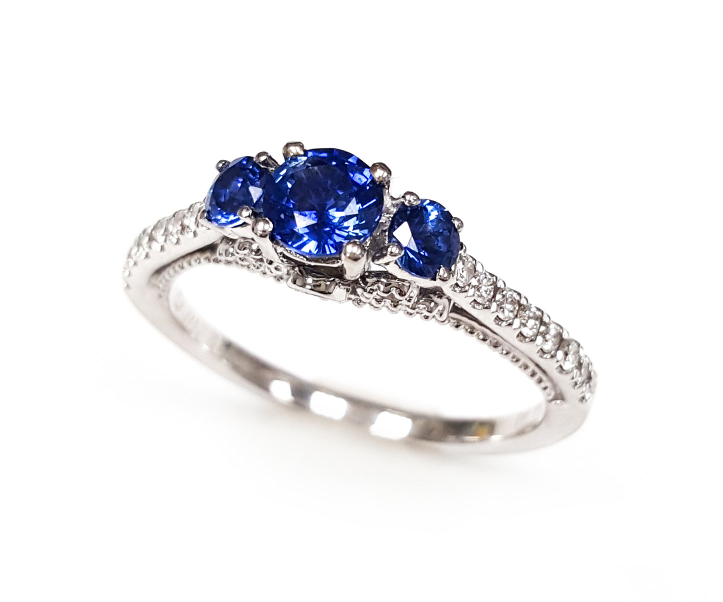 RING, 14KW, SAPPHIRE, RD, 3.0 mm