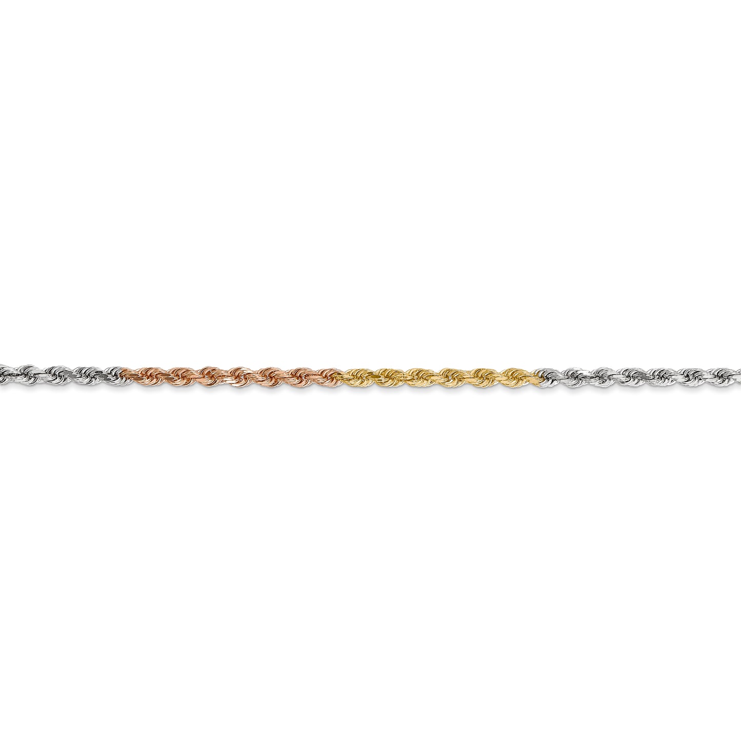 14k Tri-Color 2.5mm D/C Rope Chain