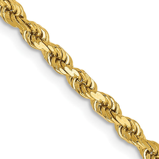 14k 2.75mm Diamond-cut Rope with Lobster Clasp Chain