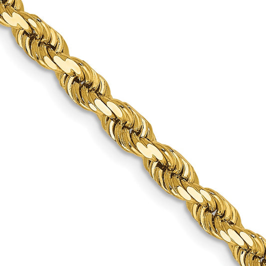 14k 4mm Diamond Cut Rope with Lobster Clasp Chain