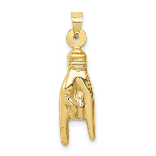 10K 3D Hollow Rock On Sign Charm