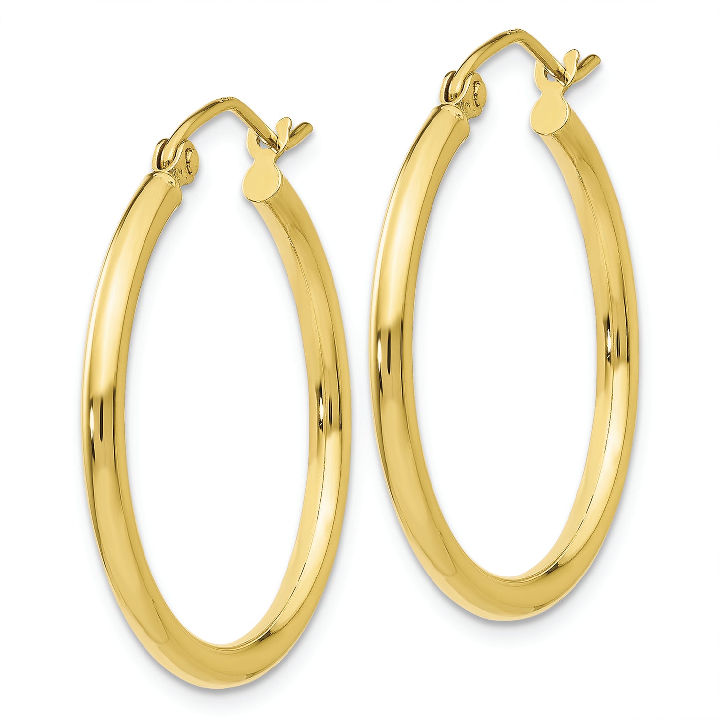 10K Polished 2mm Tube Hoop Earrings