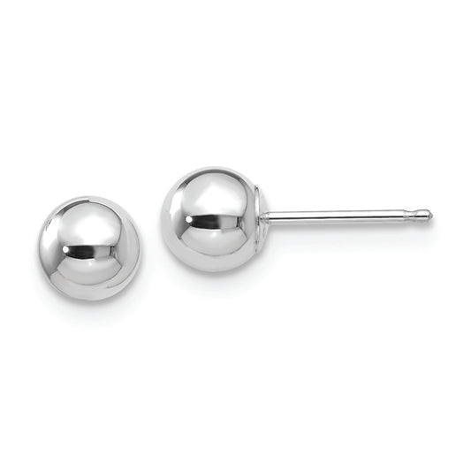 10k White Gold Polished 5mm Ball Post Earrings