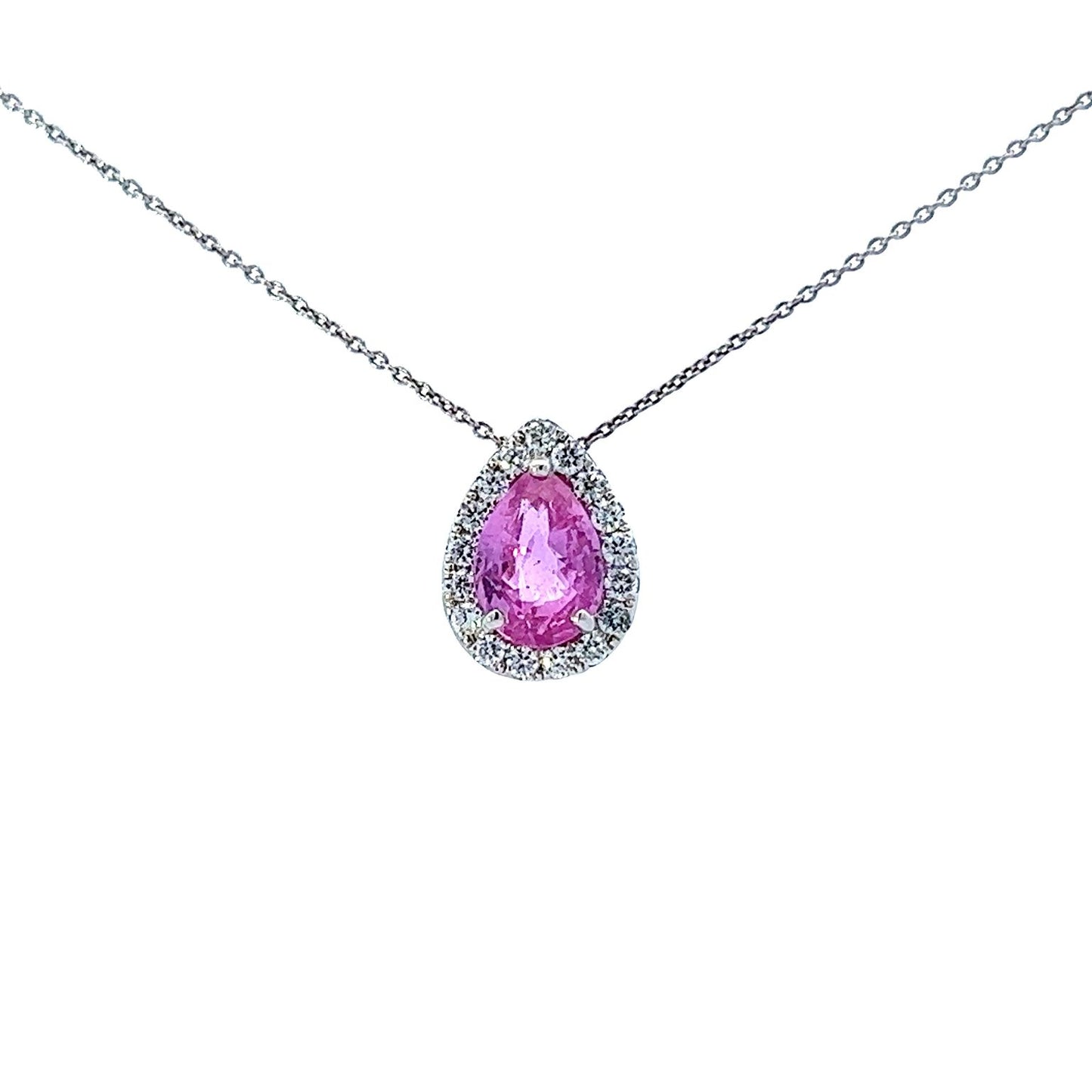 PENDANT, 14KW, PINK SAPPHIRE, P/S, 9x7 mm