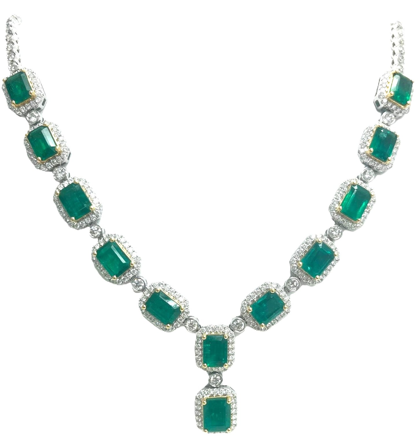 NECKLACE, 18KW, EMERALD, E/C