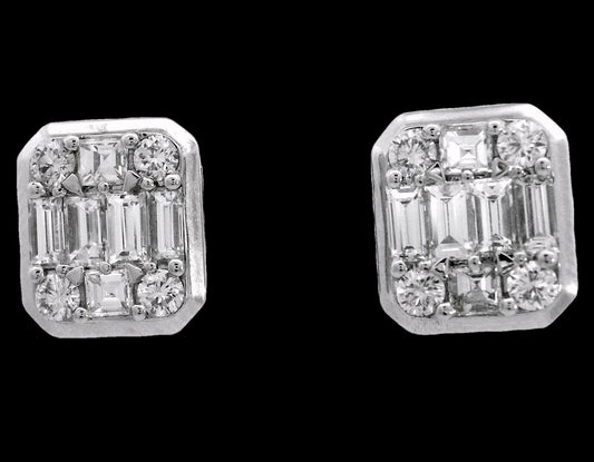 EARRING, 18KW, DIAMOND, E/C