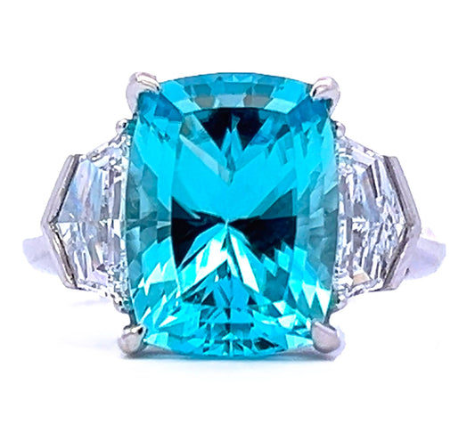 RING, 18KW, PARAIBA TOURMALINE, CUSH, GREEN/BLUE, GEM, MOZAMBIQUE