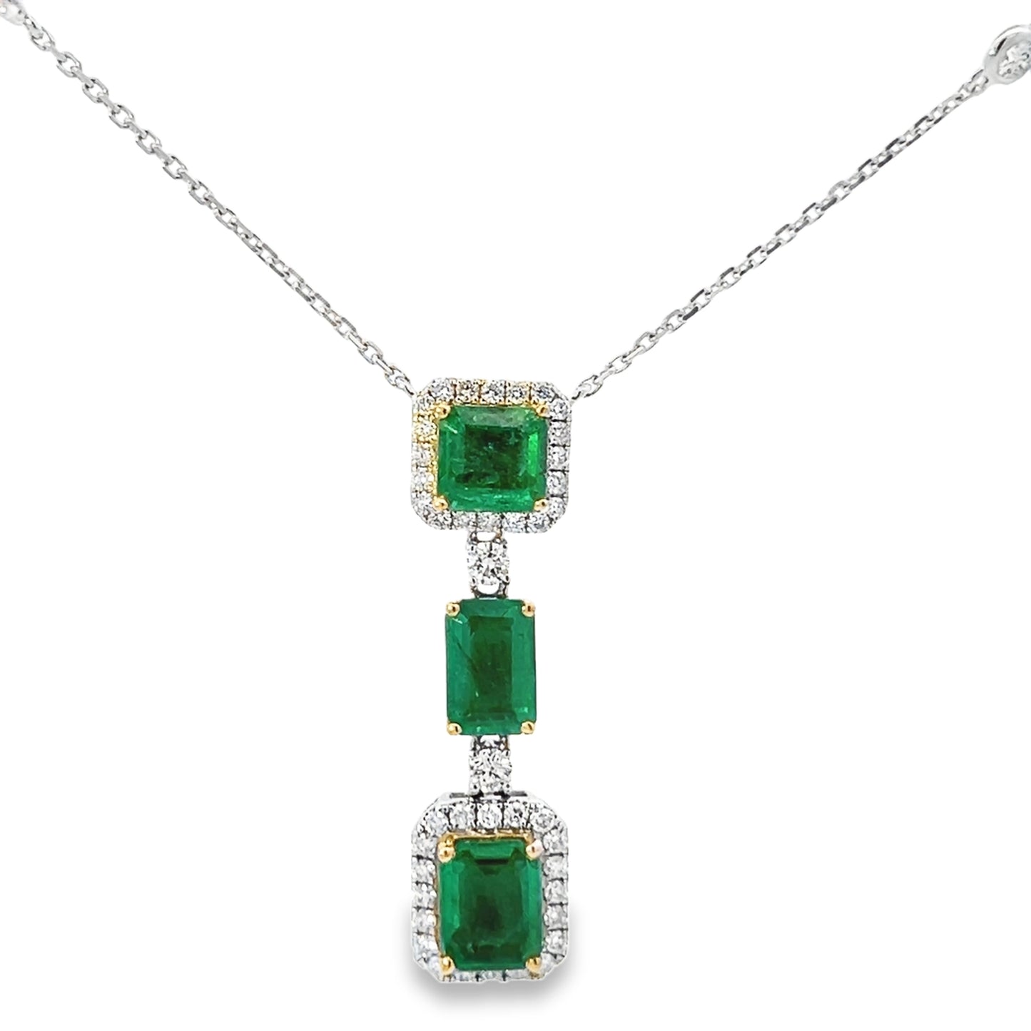 NECKLACE, 18KW, EMERALD, E/C