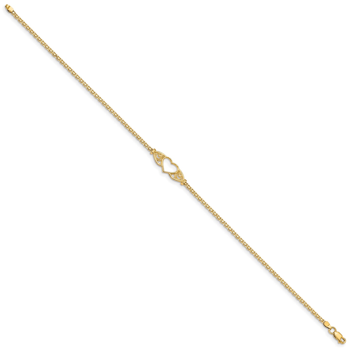 14k Polished Heart 10inch  Anklet