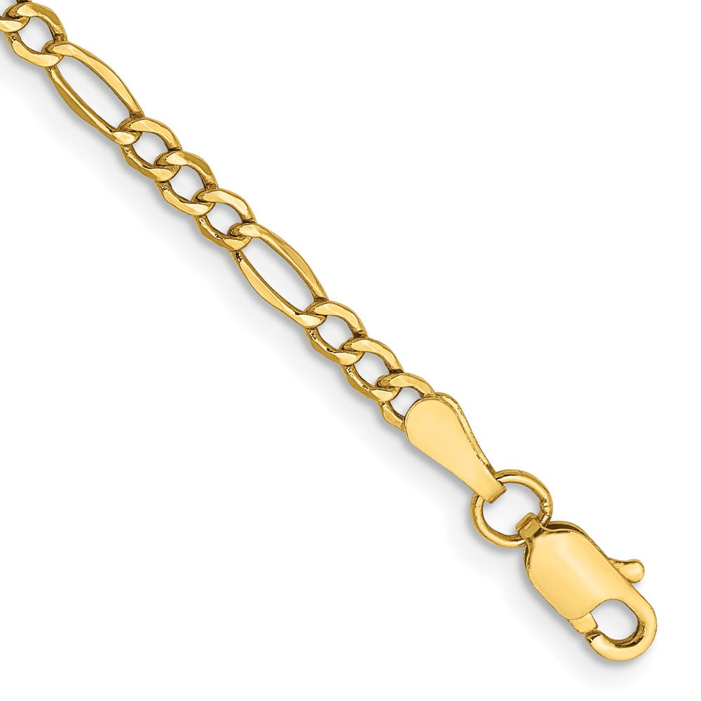 14k 2.5mm Semi-Solid Figaro Chain Anklet