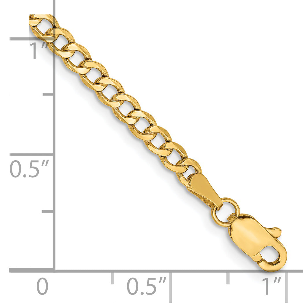 14k 2.85mm Semi-Solid Curb Chain Anklet