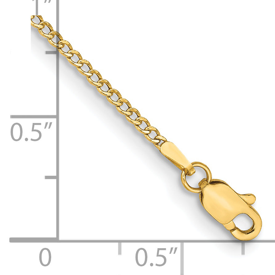 14k 1.85mm Semi-Solid Curb Chain Anklet