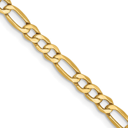 14k 3.5mm Semi-Solid Figaro Chain