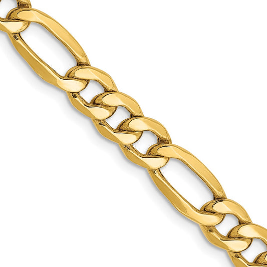 14k 6.25mm Semi-Solid Figaro Chain