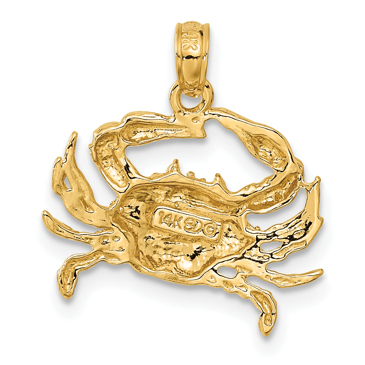 14k Blue Crab Pendant