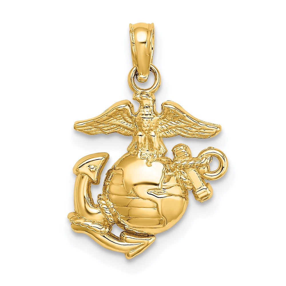 14k Polished / Textured Small Marine Corps Charm