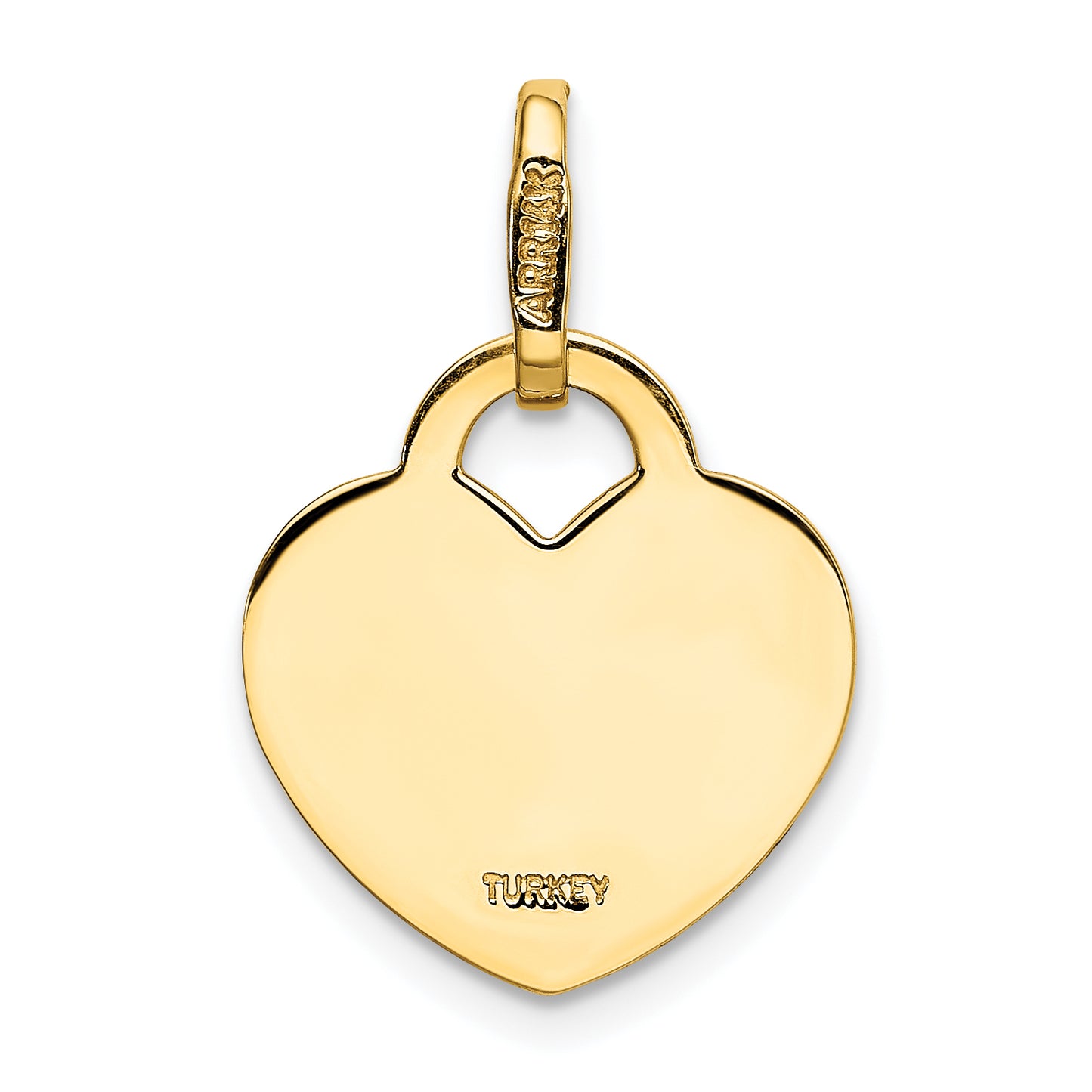 14K Polished Heart Shaped Disc Pendant