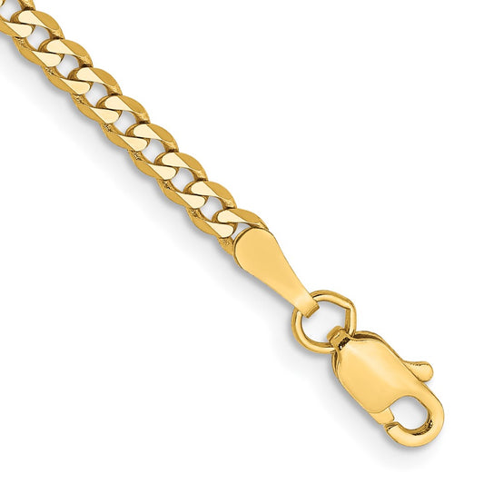 14k 2.3mm Flat Beveled Curb Chain Anklet