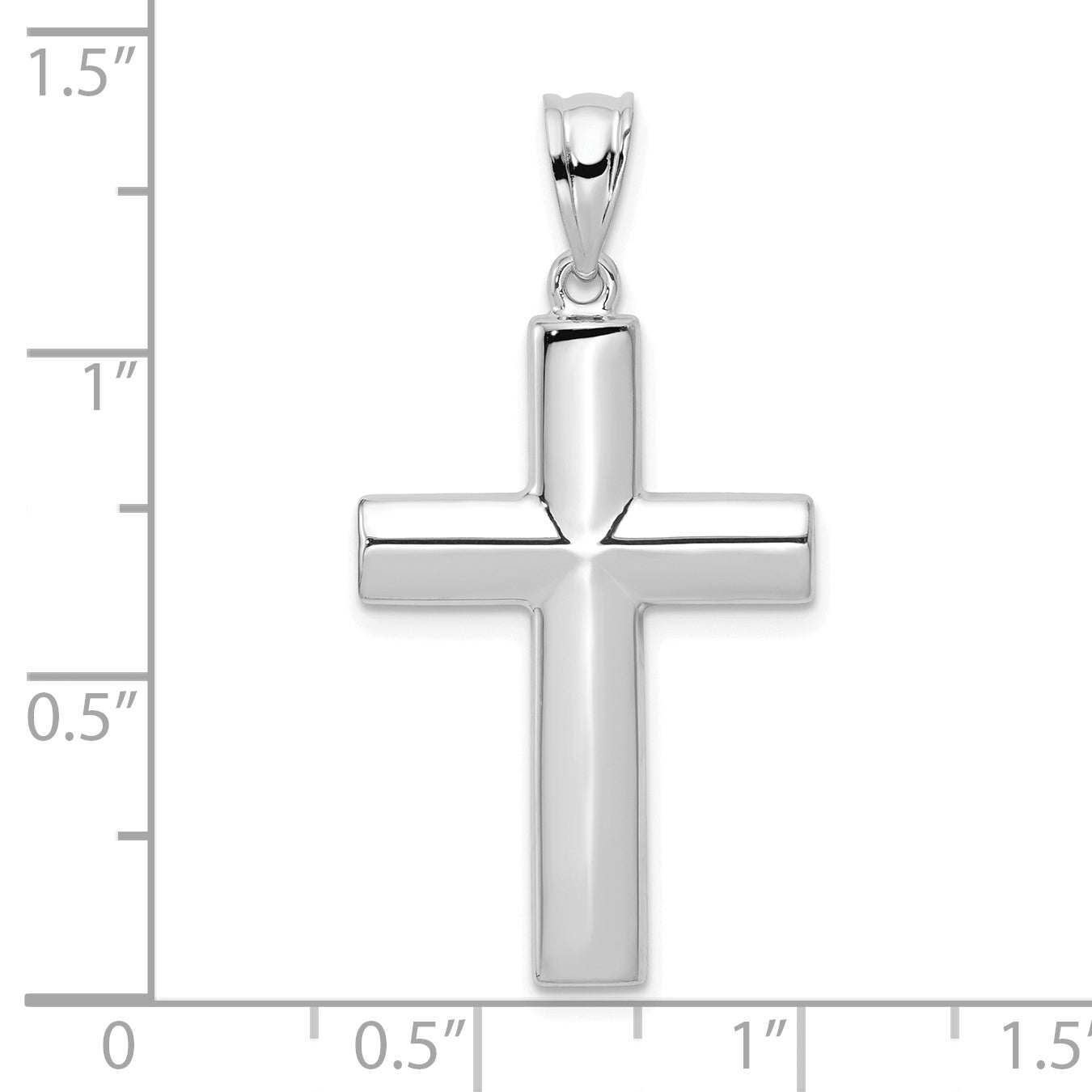 14k White Gold Hollow Cross Pendant