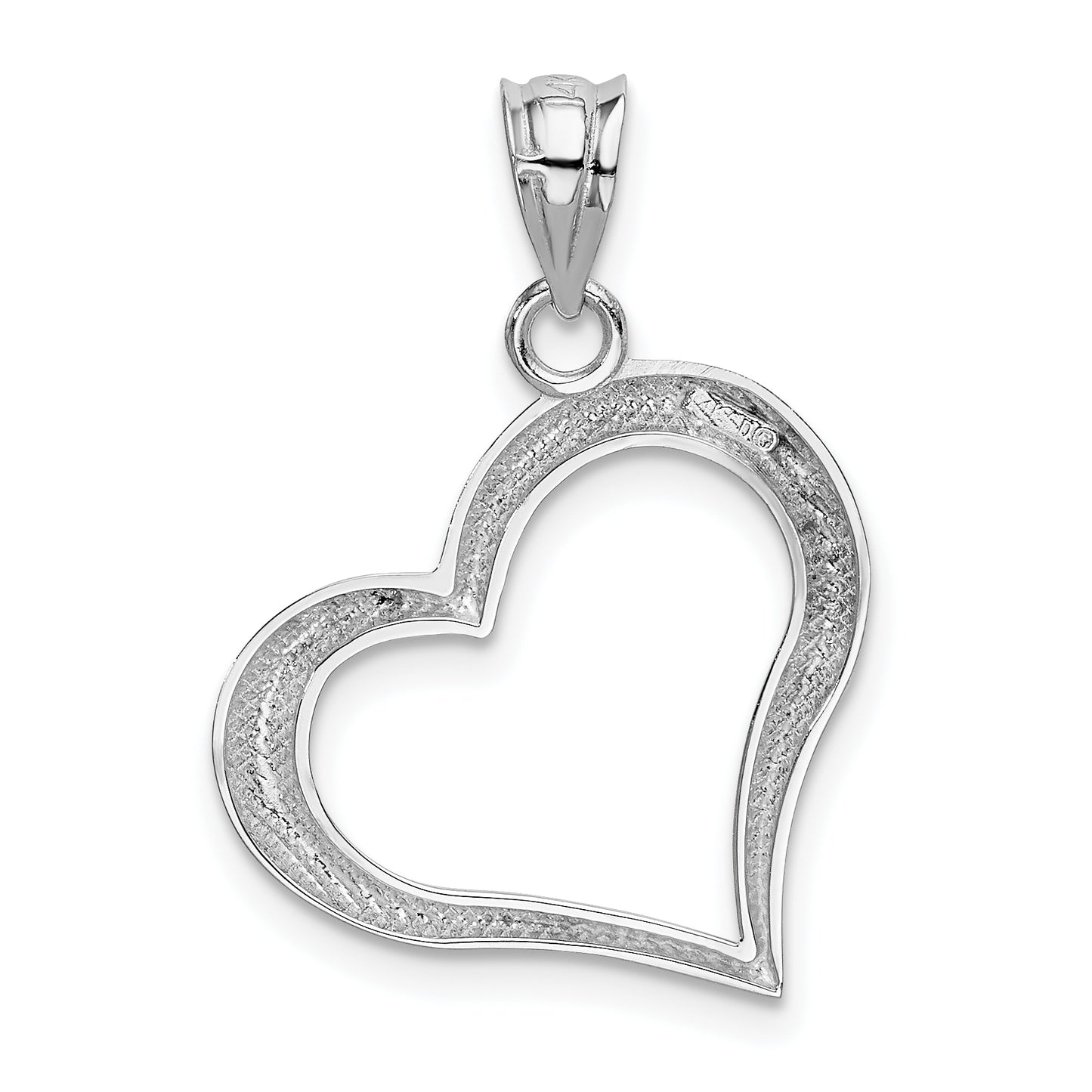 14k White Gold Polished Open Heart Pendant