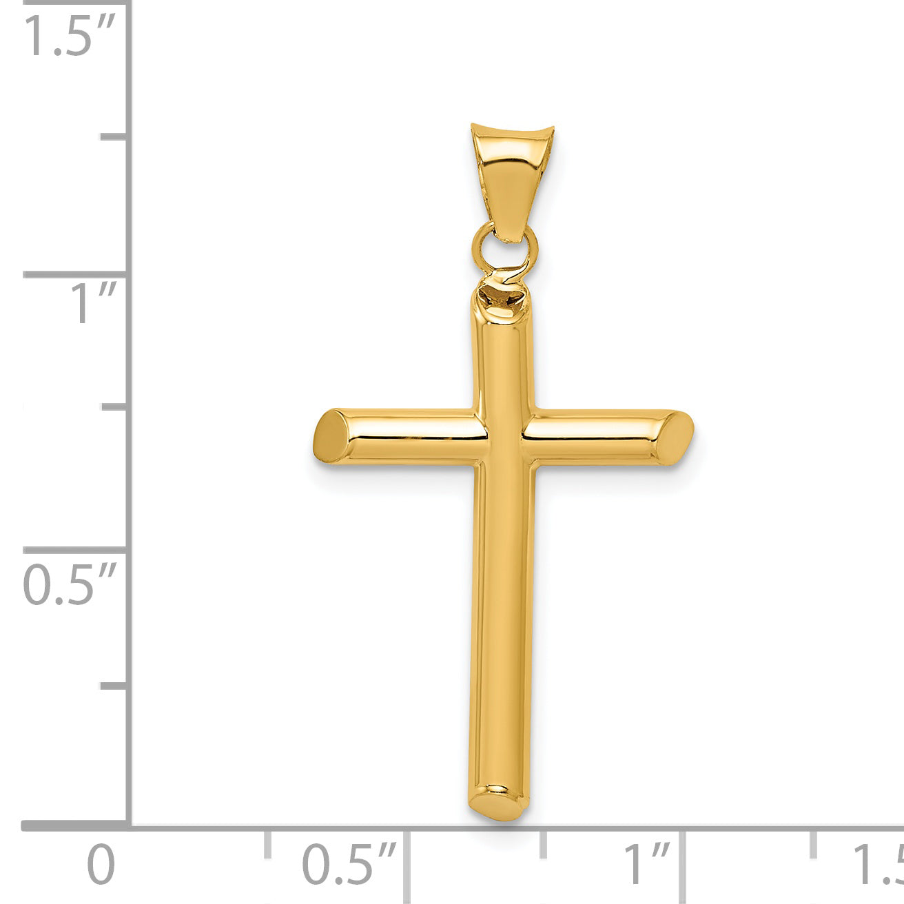 14k Polished Tube Cross Pendant