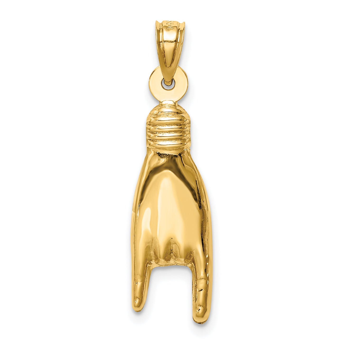 14K 3D Hollow Rock On Sign Charm