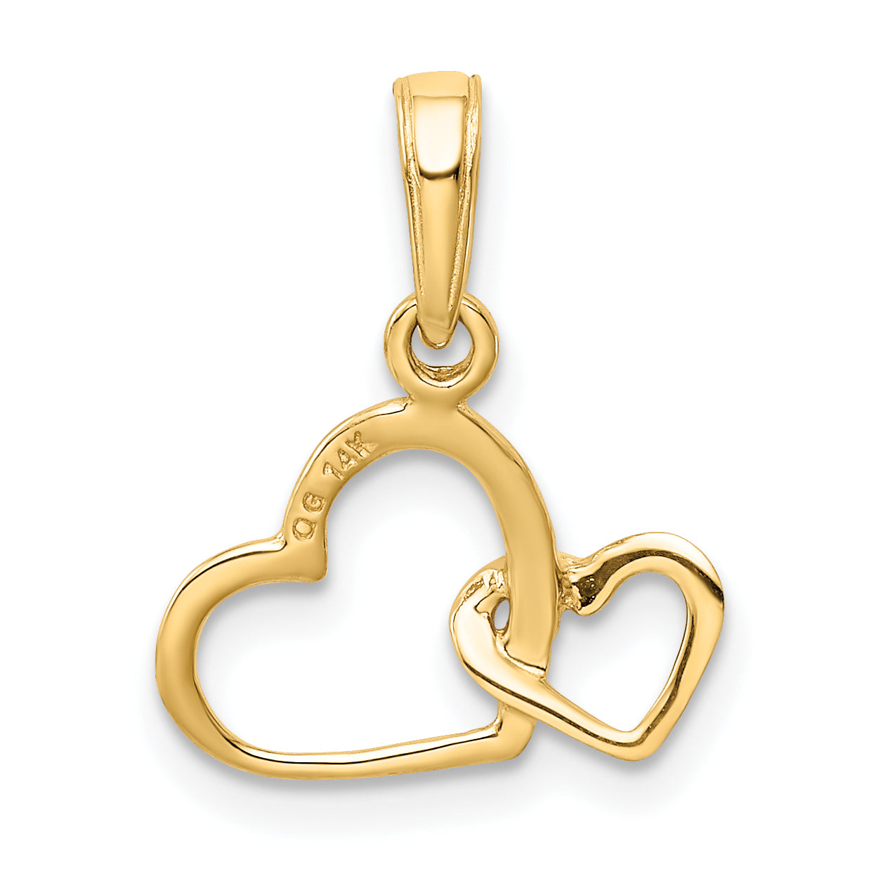 14K Polished Intertwined Double Heart Pendant