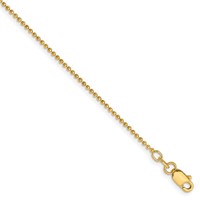 14k 1.2mm D/C Beaded Chain Anklet