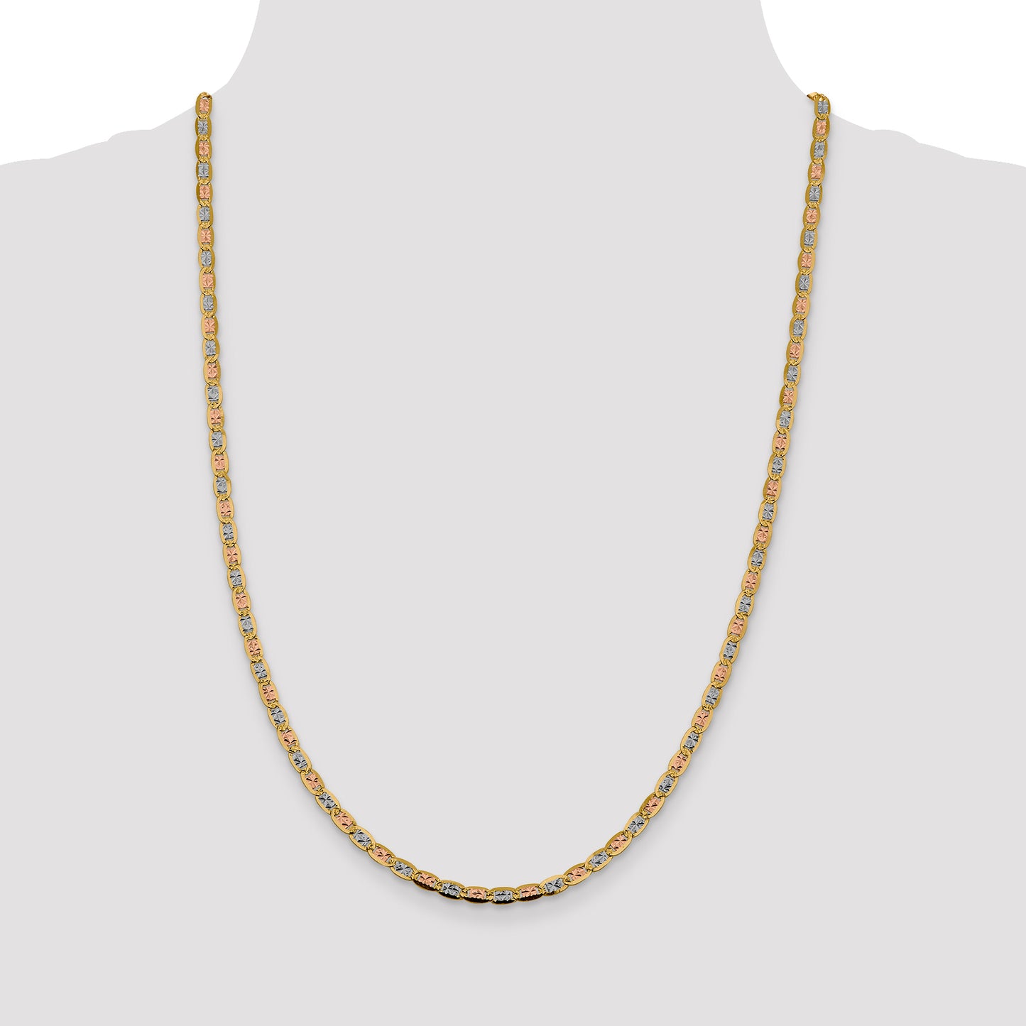 14k 3.8mm Tri-color Gold Pav? Valentino Chain