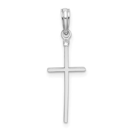 Sterling Silver Rhodium-plated Polished Thin Latin Cross Pendant