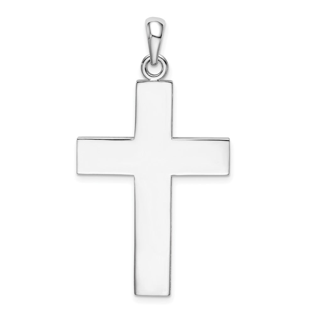 Sterling Silver Rhodium-plated Polished Large Latin Cross Pendant