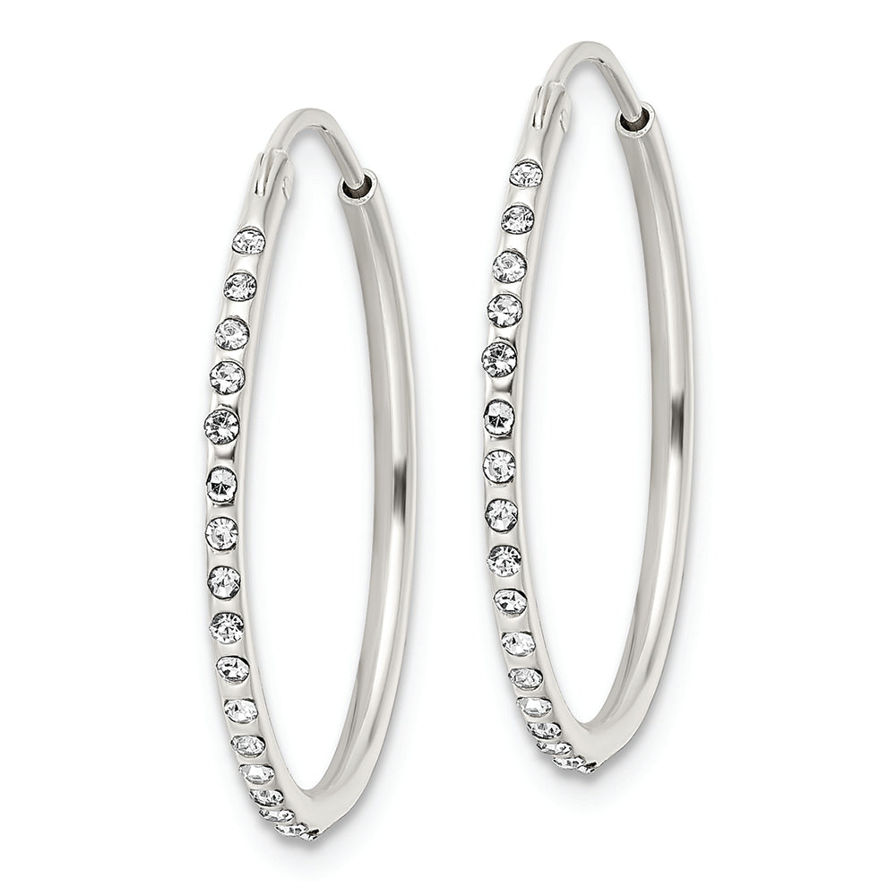 Sterling Silver Crystal Endless Hoop Earrings