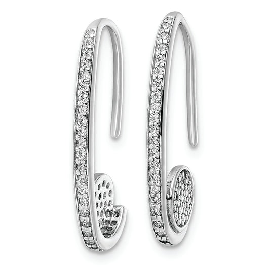 Sterling Silver Rhodium-plated Polished CZ Dangle Earrings