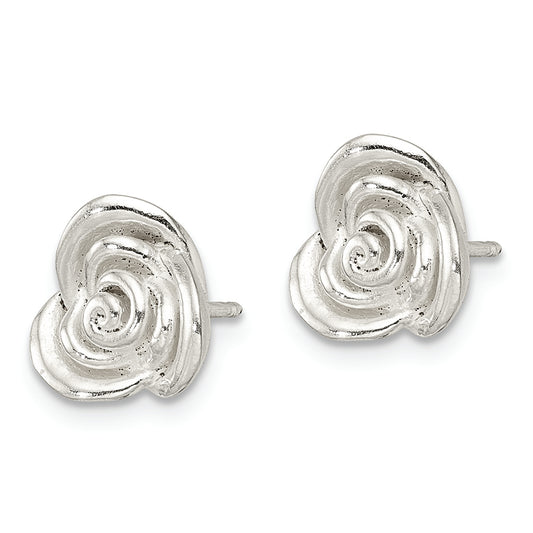 Sterling Silver Polished Rose Post Earrings