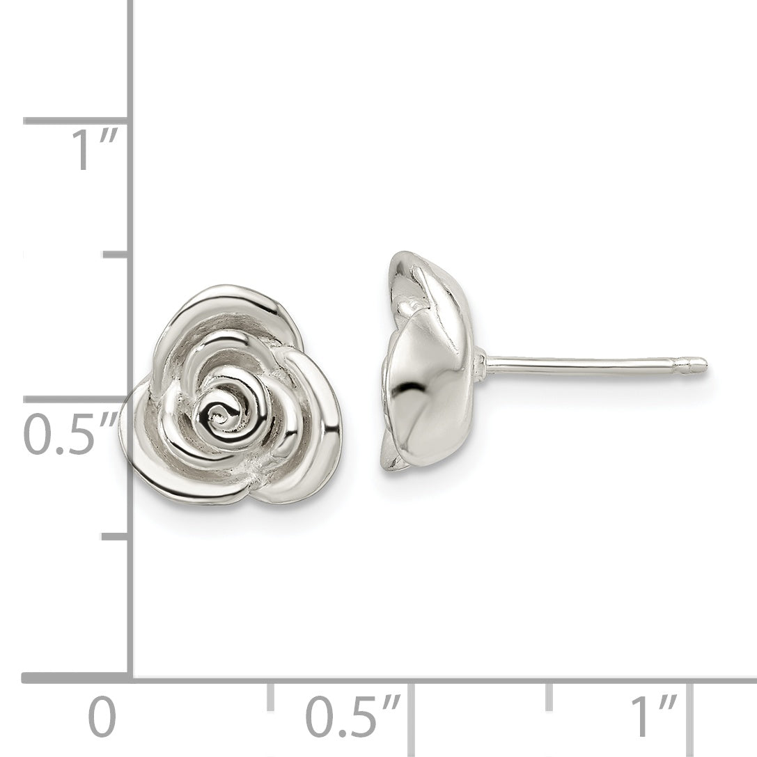 Sterling Silver Polished Rose Post Earrings