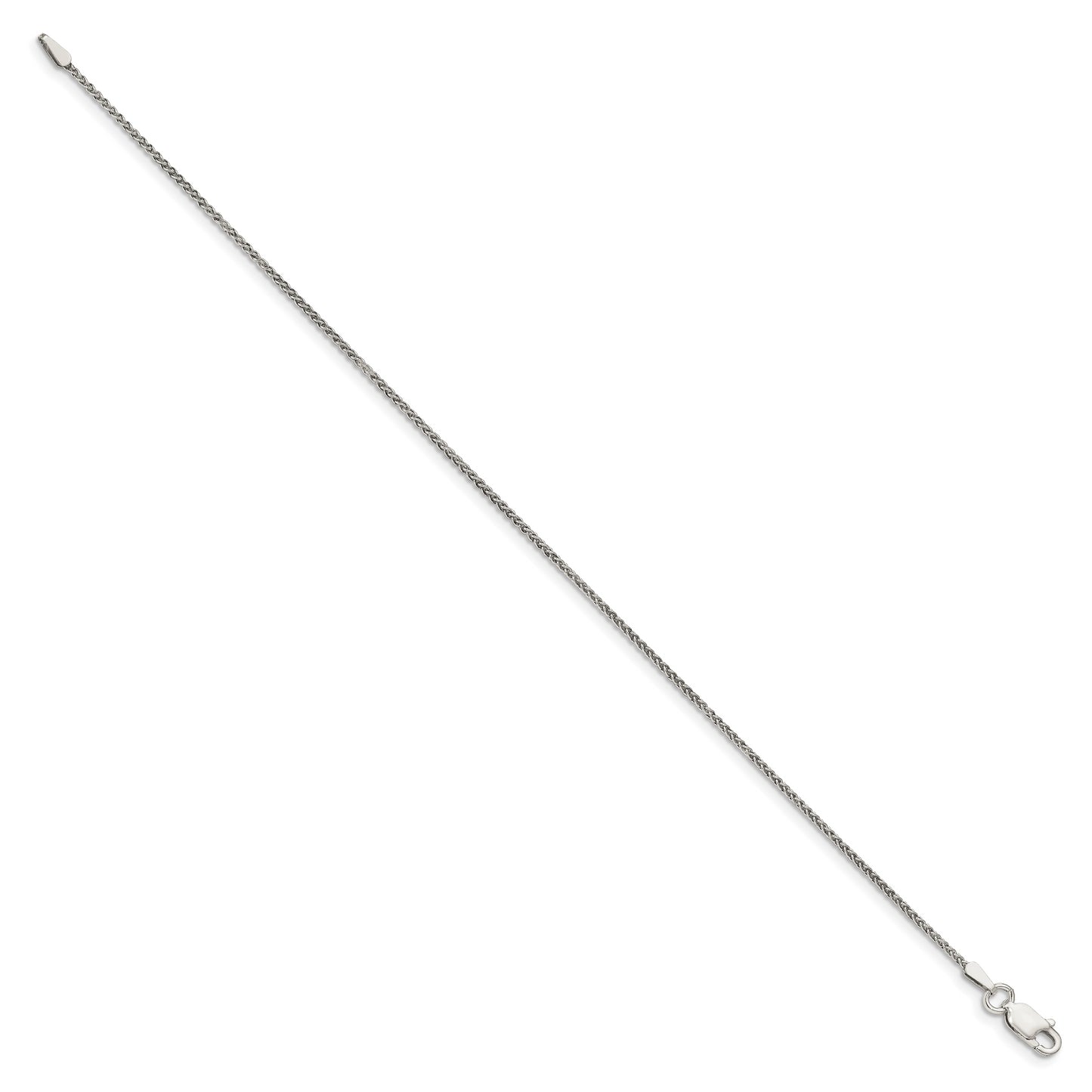 Sterling Silver 1.25mm Round Spiga Chain Anklet