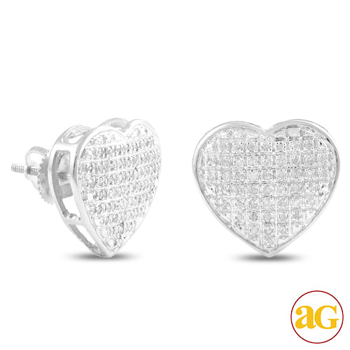 10KW 0.30CTW DIAMOND HEART DOME EARRINGS