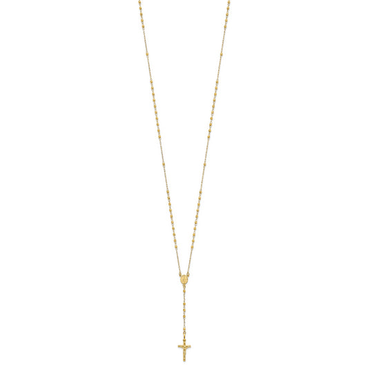 14K Polished Faceted Beads Rosary Necklace