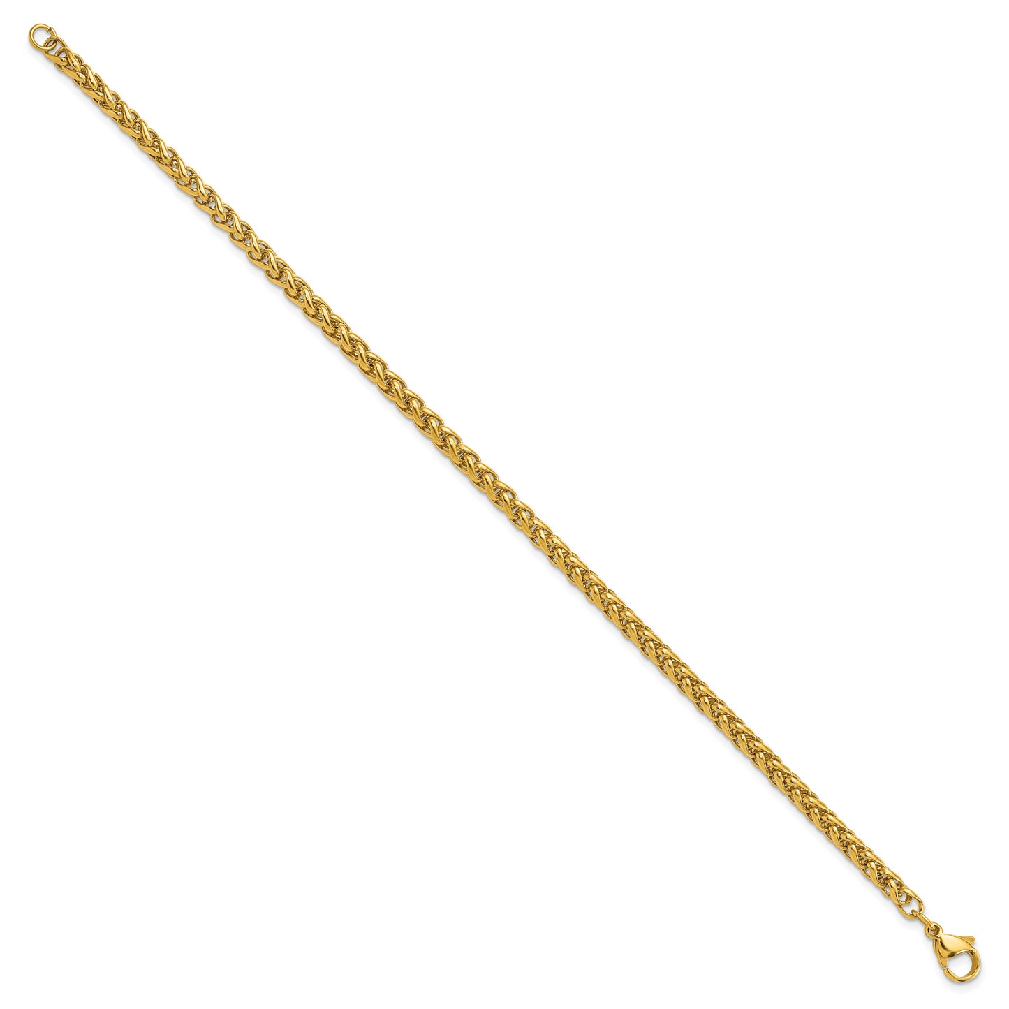 Stainless Steel Polished Yellow IP 8.5in Spiga 4mm Chain Bracelet