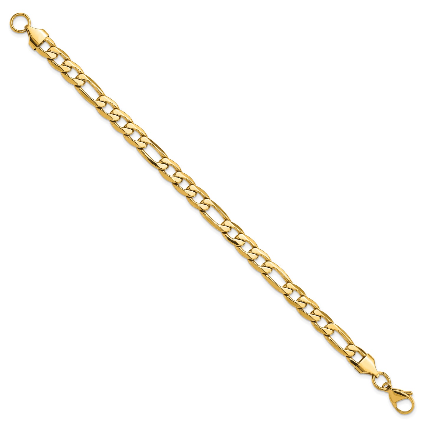 Stainless Steel Polished Yellow IP-plated 7.50mm Figaro 8.25in Bracelet